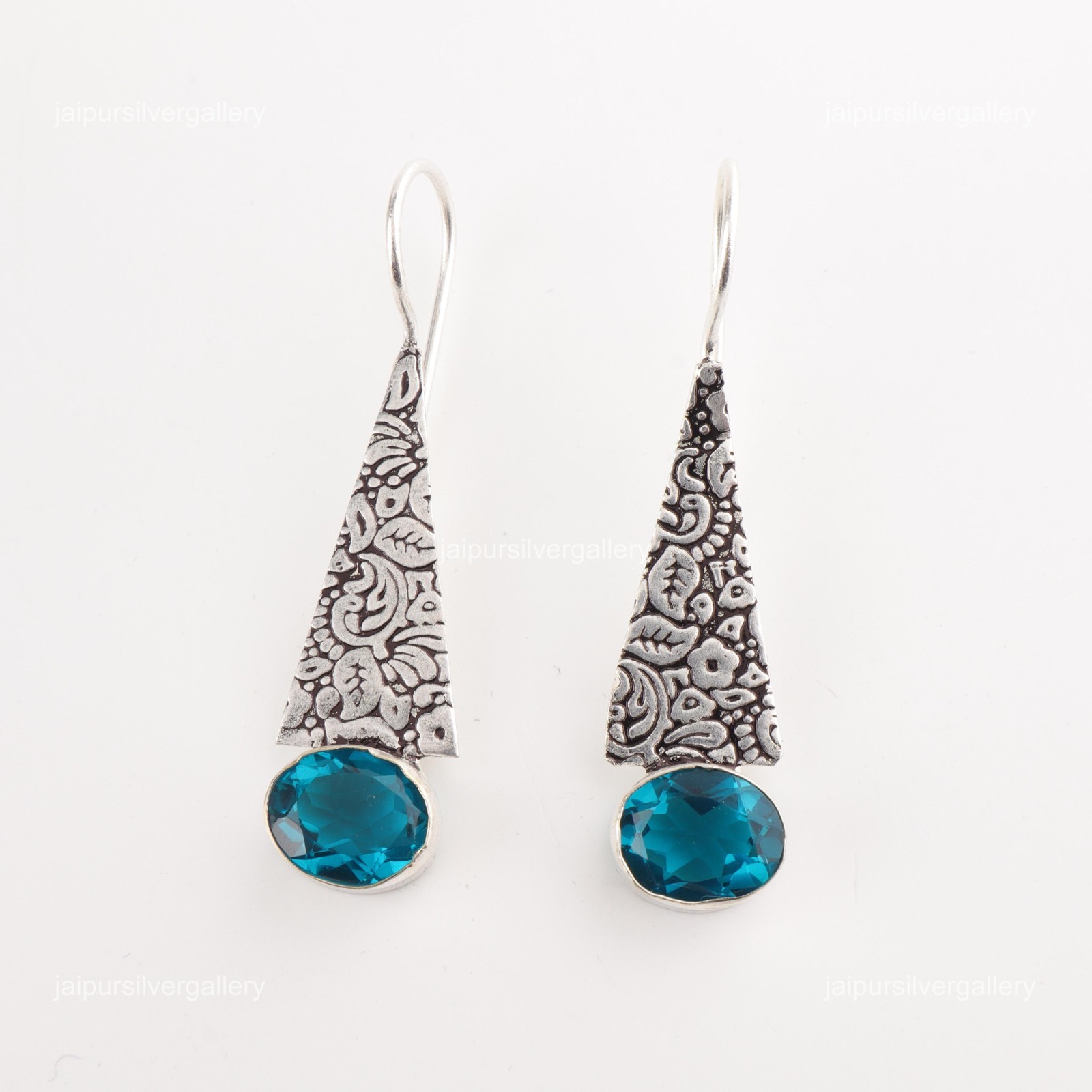Apatite Gemstone 925 Silver Jewelry Handcrafted Earrings 1.9″ For Wadding Gifts