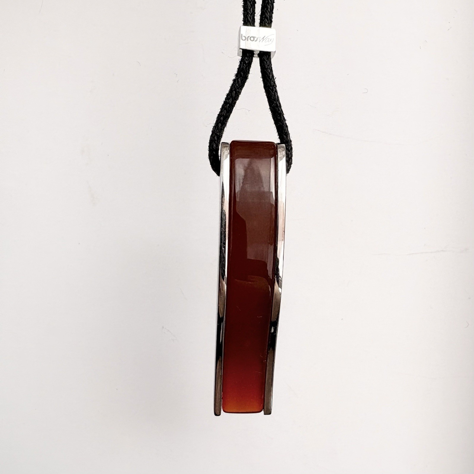 Brosway Pendant Necklace Red Agate Steel Adjustable Cord Italy Unisex