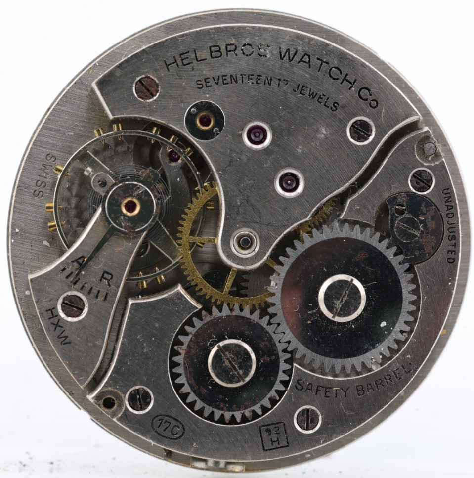 HELBROS SWISS cal. 92H, 17j POCKET WATCH MOVEMENT, 39.7mm, RUNS (HW)