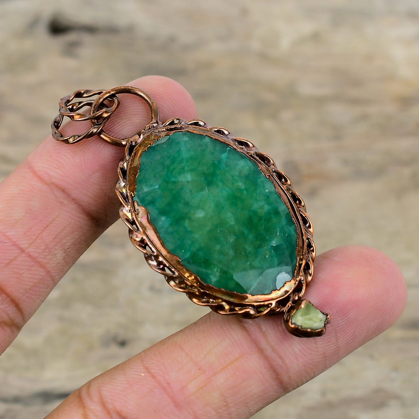 Gemstone Jewelry Handmade Pendant Copper Dainty Gift Electroformed Pendant 2.56″