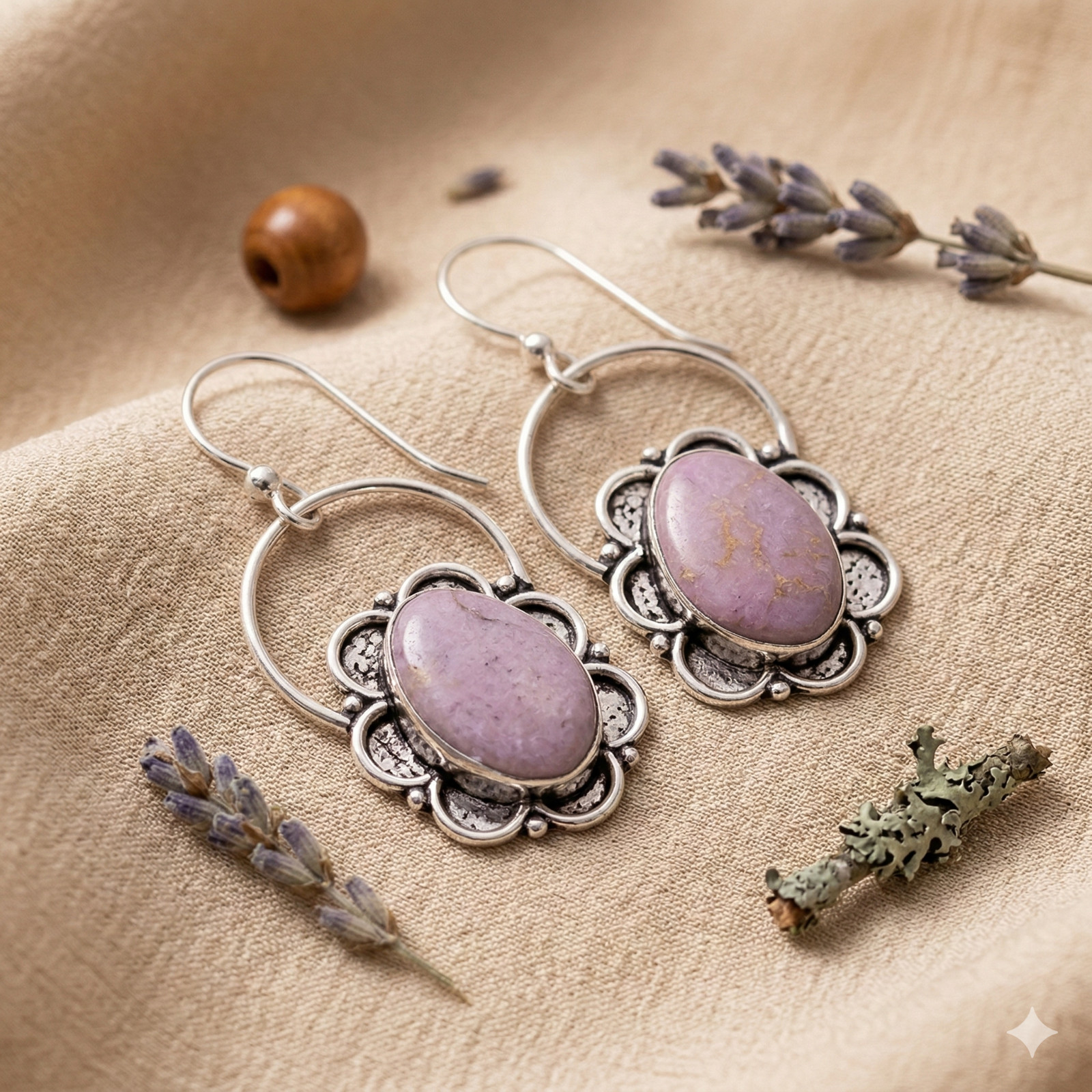 Sugilite Gemstone Fancy Vintage Style Handmade Dangle Earrings 2.1″ AAE-208