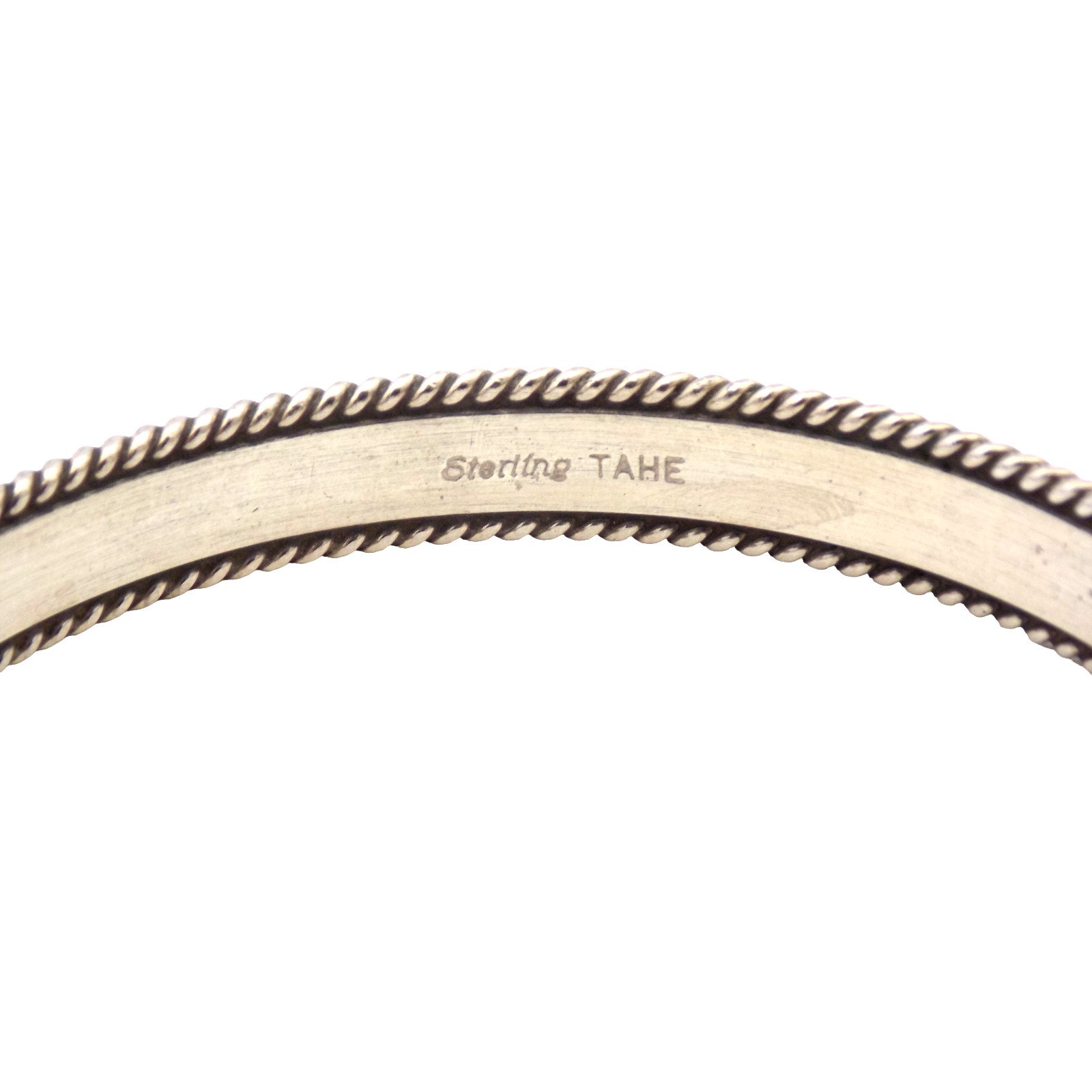Navajo TAHE Sterling Silver 9.7MM Bangle Bracelet Size:8.25 46.7Gr #4119