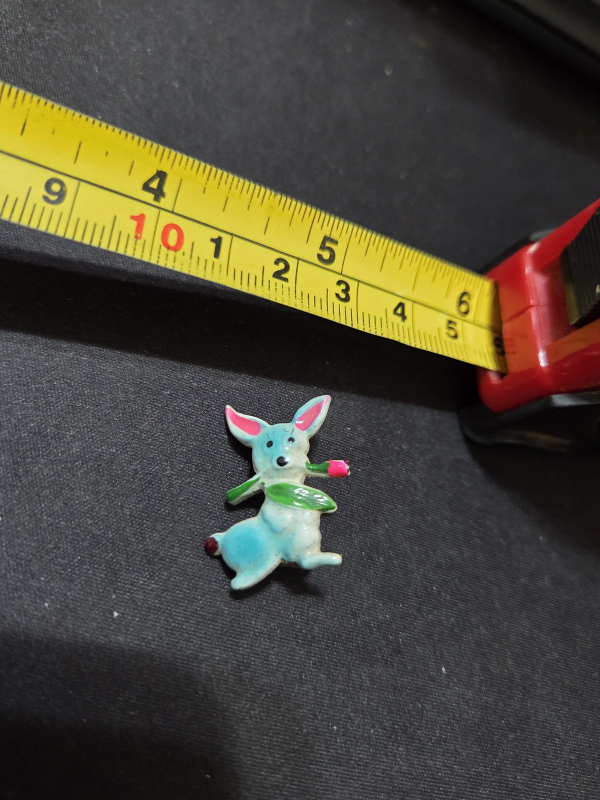 Vintage Blue Bunny Rabbit with Flower Lapel Pin