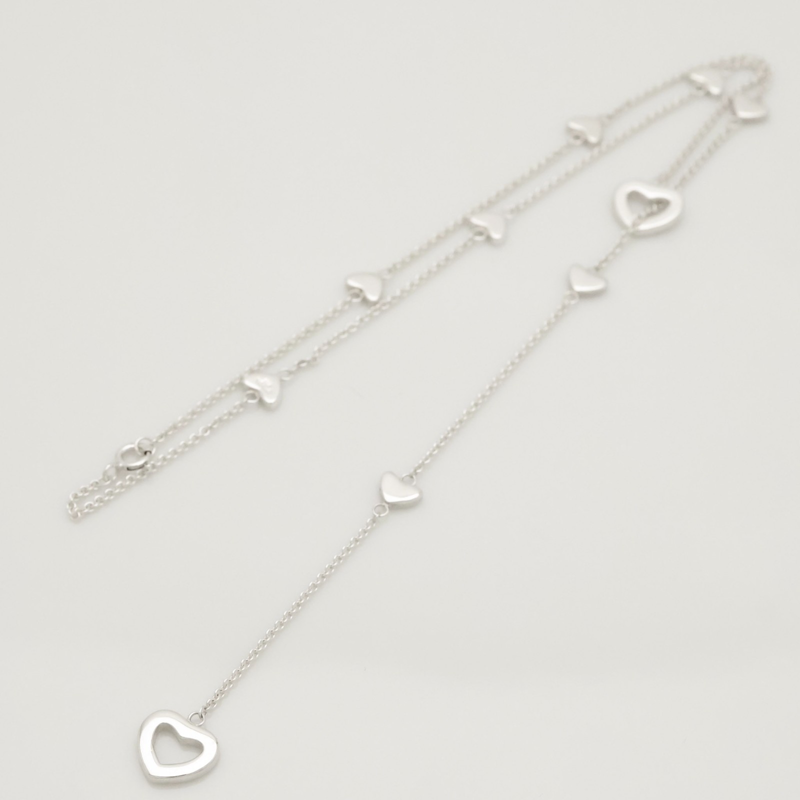 Authentic Tiffany & Co. Heart Link Lariat Pendant Necklace 19.6″ Silver w/Pouch