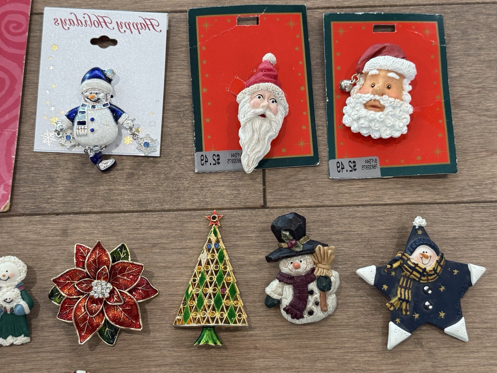 Vintage Holiday Jewelry Ceramic Enamel Christmas Tree Brooch Lapel PINS Lot
