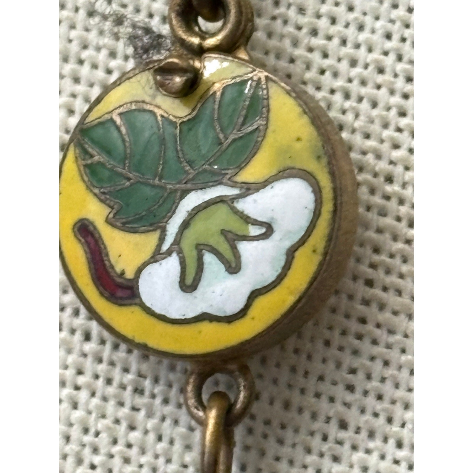 Vintage Chinese Cloisonne Bead Necklace 30in Double Knotted Silk 8mm