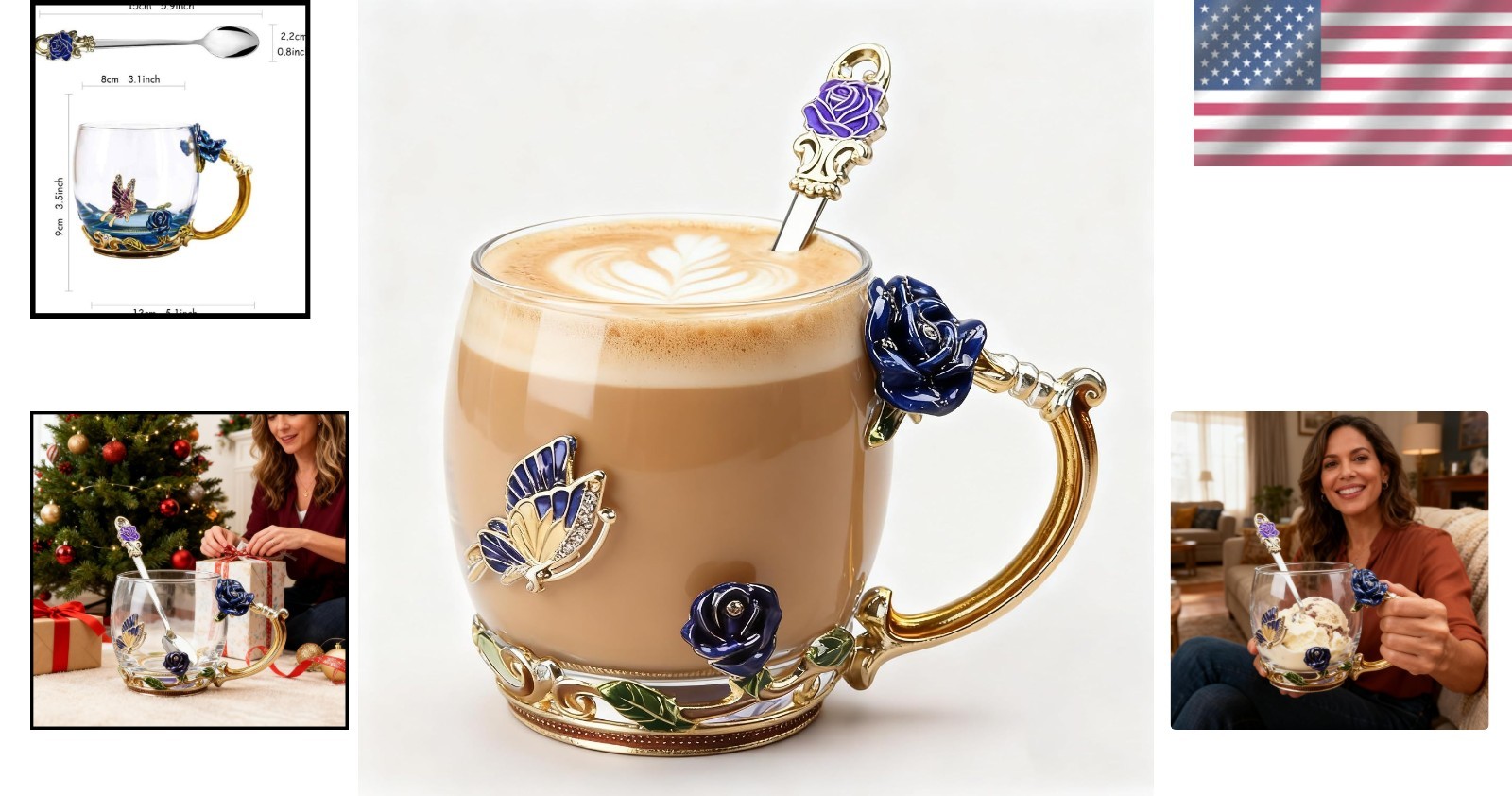 Unique 12 oz Blue Flower Coffee Cup – Ideal Birthday & Mother’s Day Gift