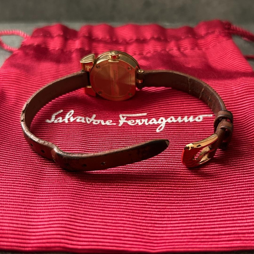 Salvatore Ferragamo Gancini Women’s Watch Pink Gold Shell Dial Used with Box