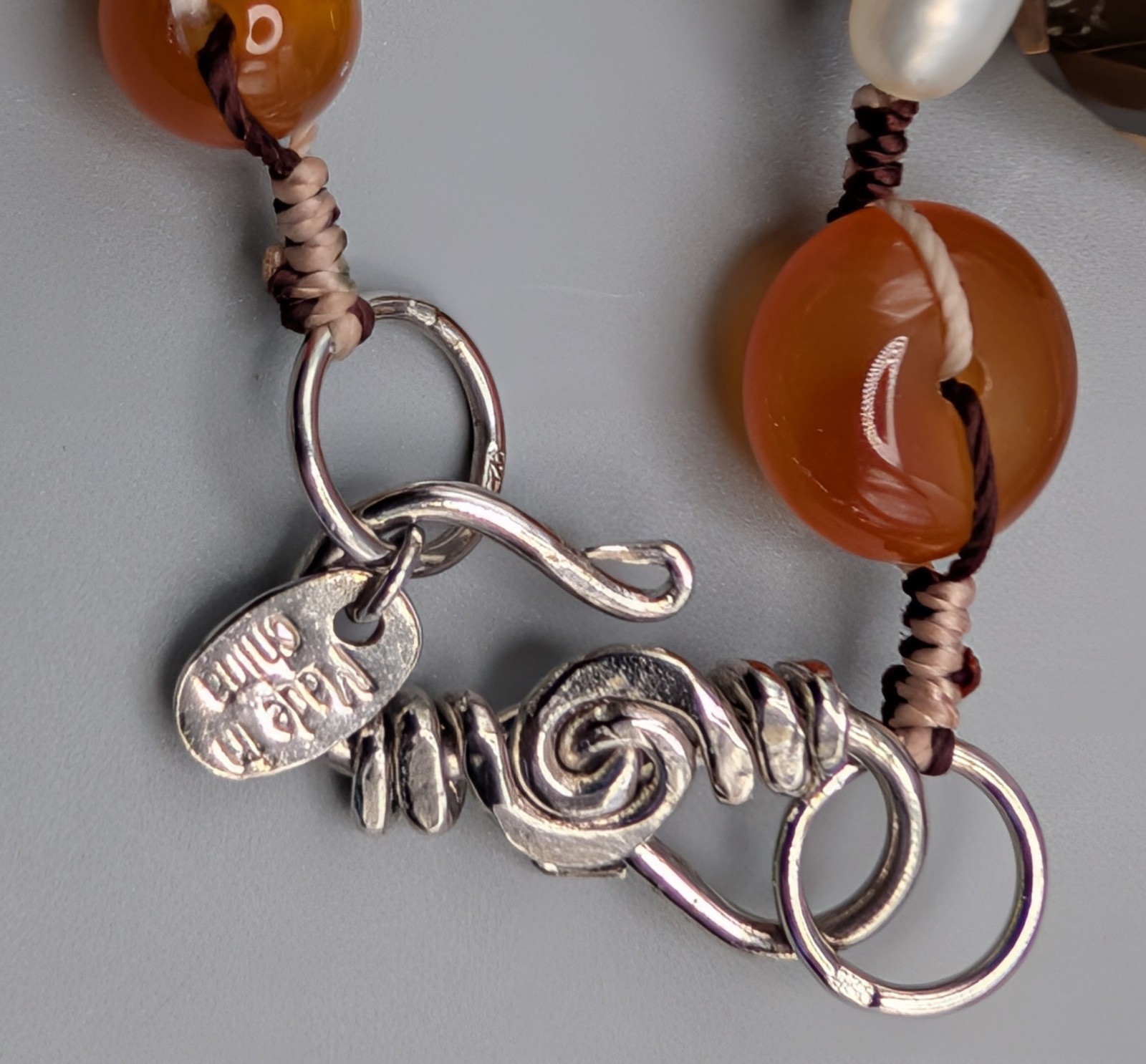 JAI John Hardy 925 Sterling Rose Quartz Smoky Quartz Carnelian Necklace