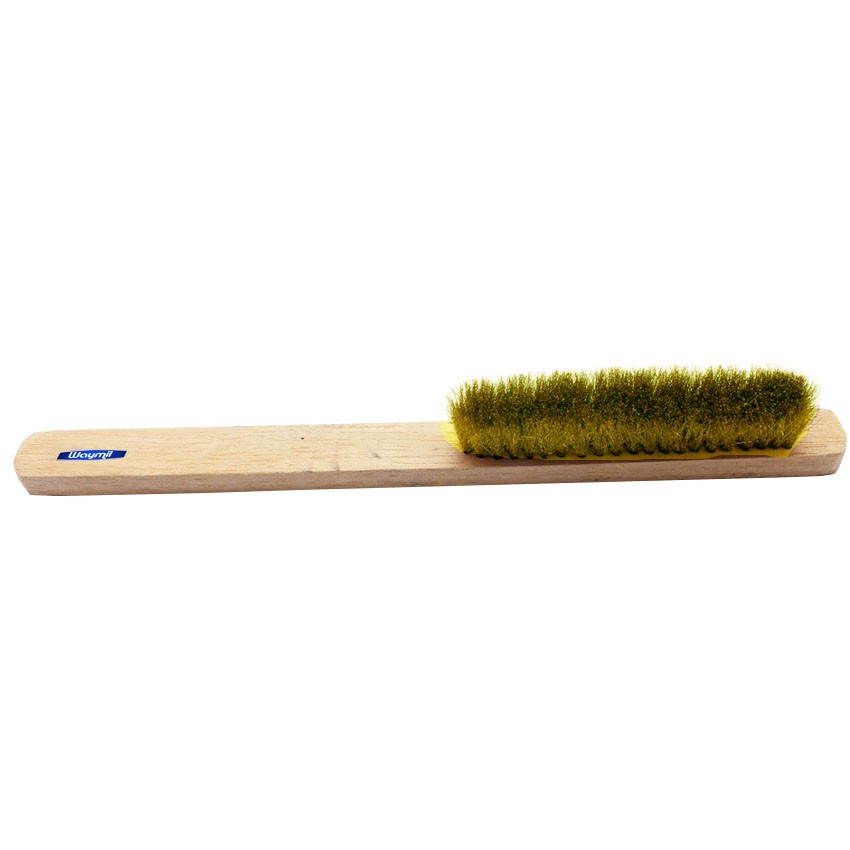 Brass Hand Brush Crimped Wire Wood Handle 8-1/2″ Cleaning Polishing Jewelry