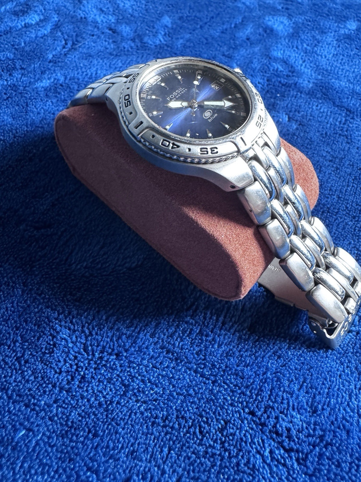 Men’s Fossil Blue Titanium TI-5003 Watch 200 Meters w/ Blue Dial – New Battery