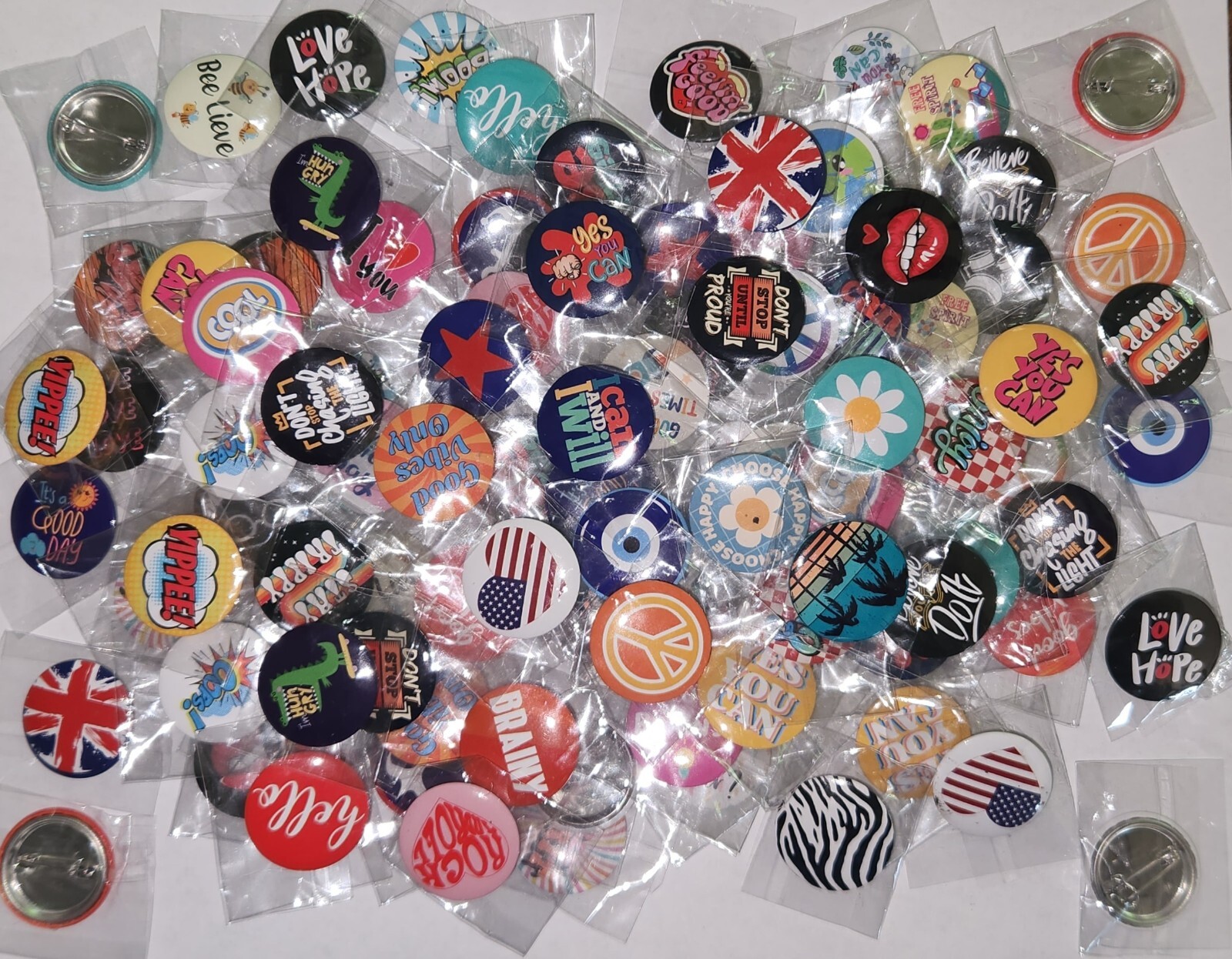 1 Inch Round Pin Back Button, Lapel Pin – Assorted Styles