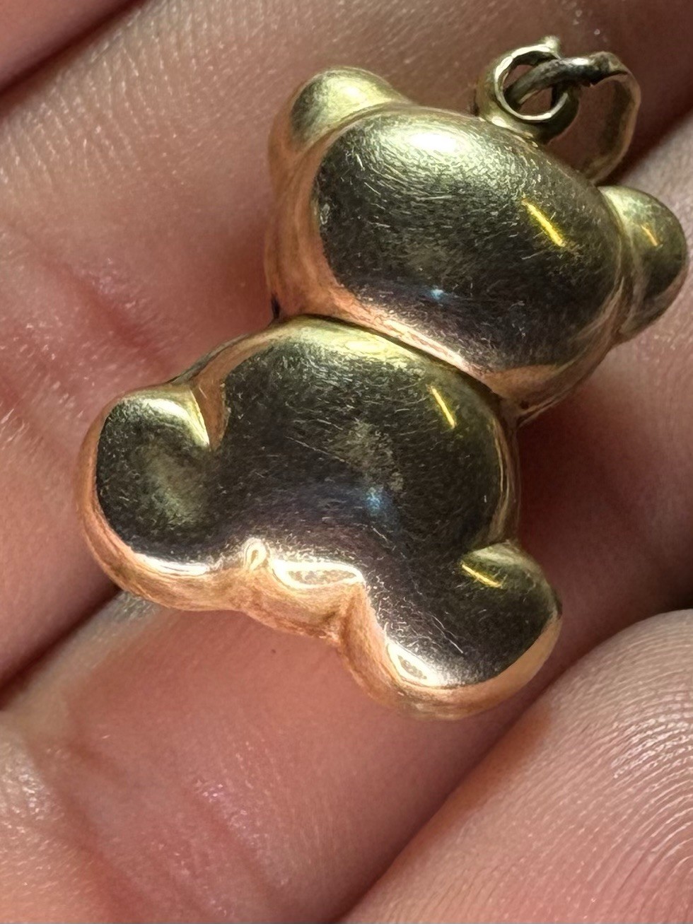 14k Yellow Gold 3D Teddy Bear Italy Large Puffy 2.50G Pendant Charm 25mm 585