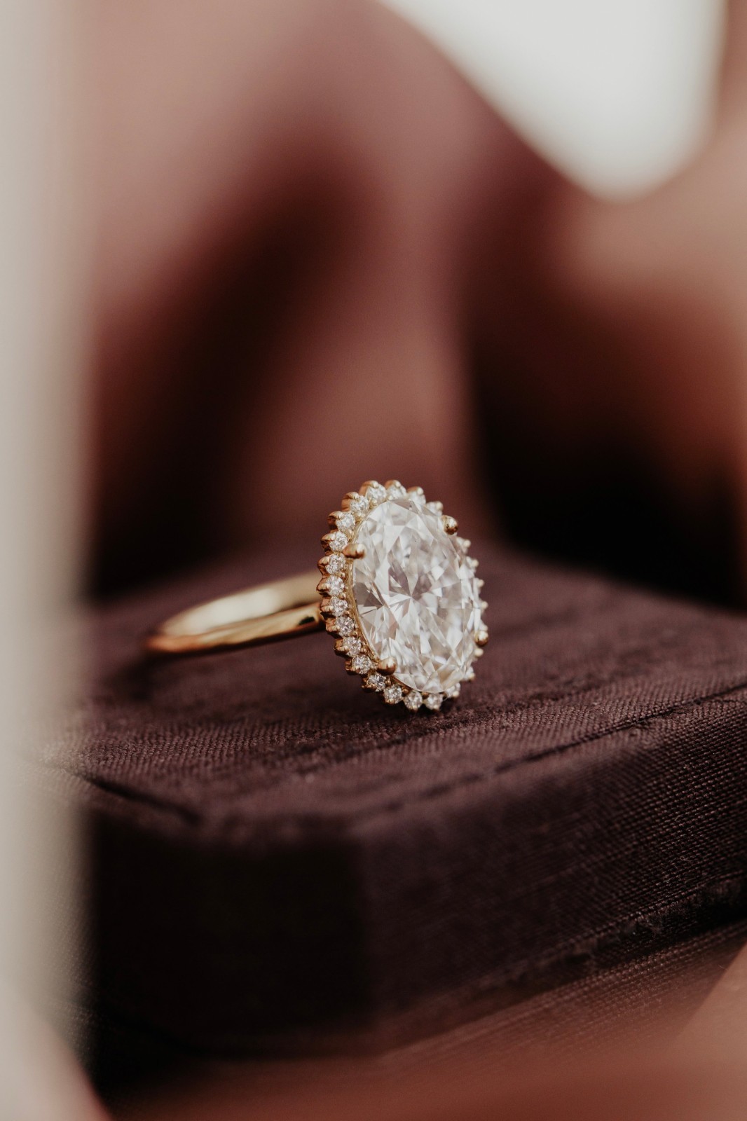 Natural Diamond Oval Halo Engagement Ring 14K Gold Vintage Style Solitaire