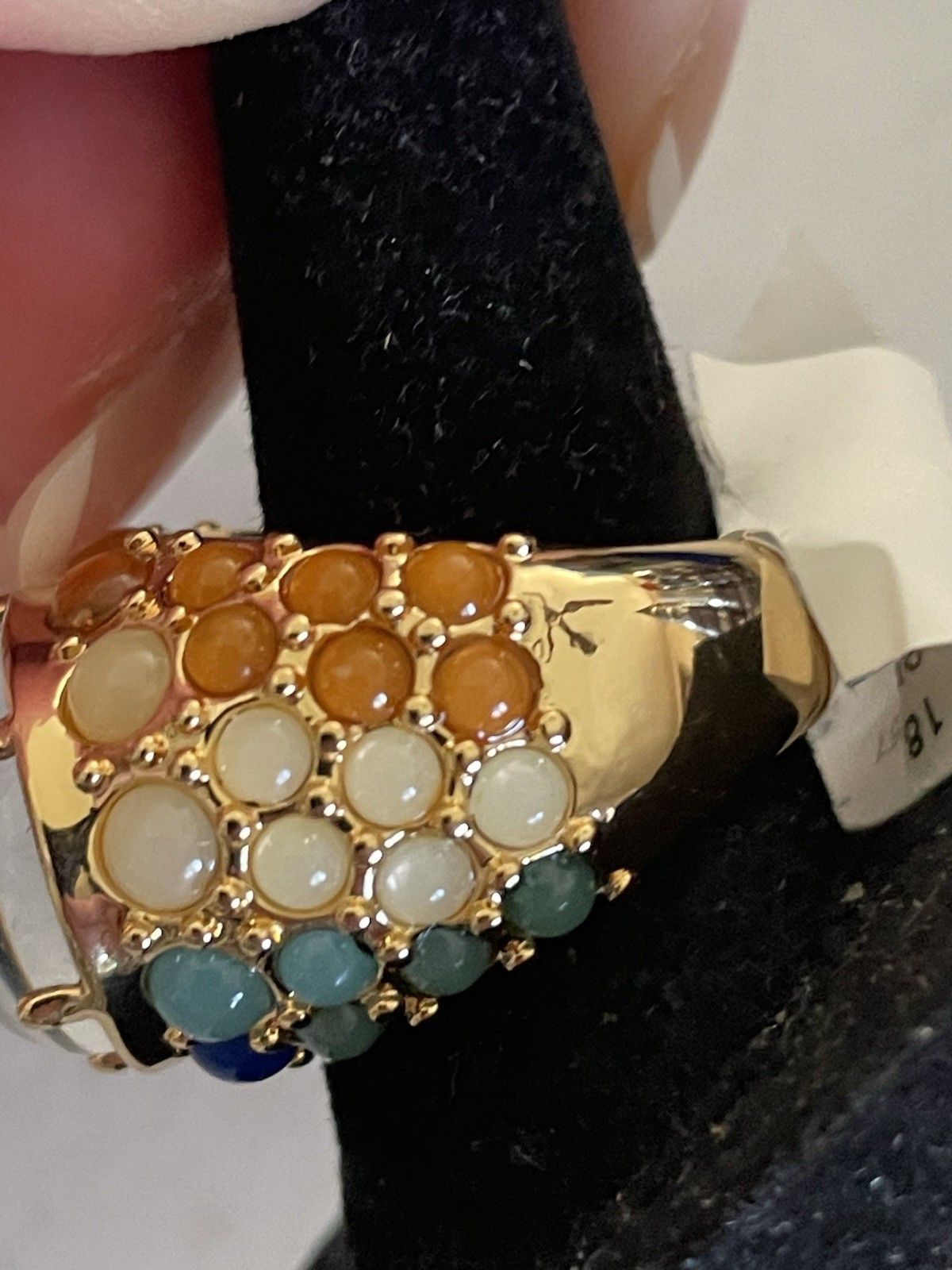 KURT GEIGER LONDON GOLD TONE LARGE OVAL MOOD RING IN MULTI 8