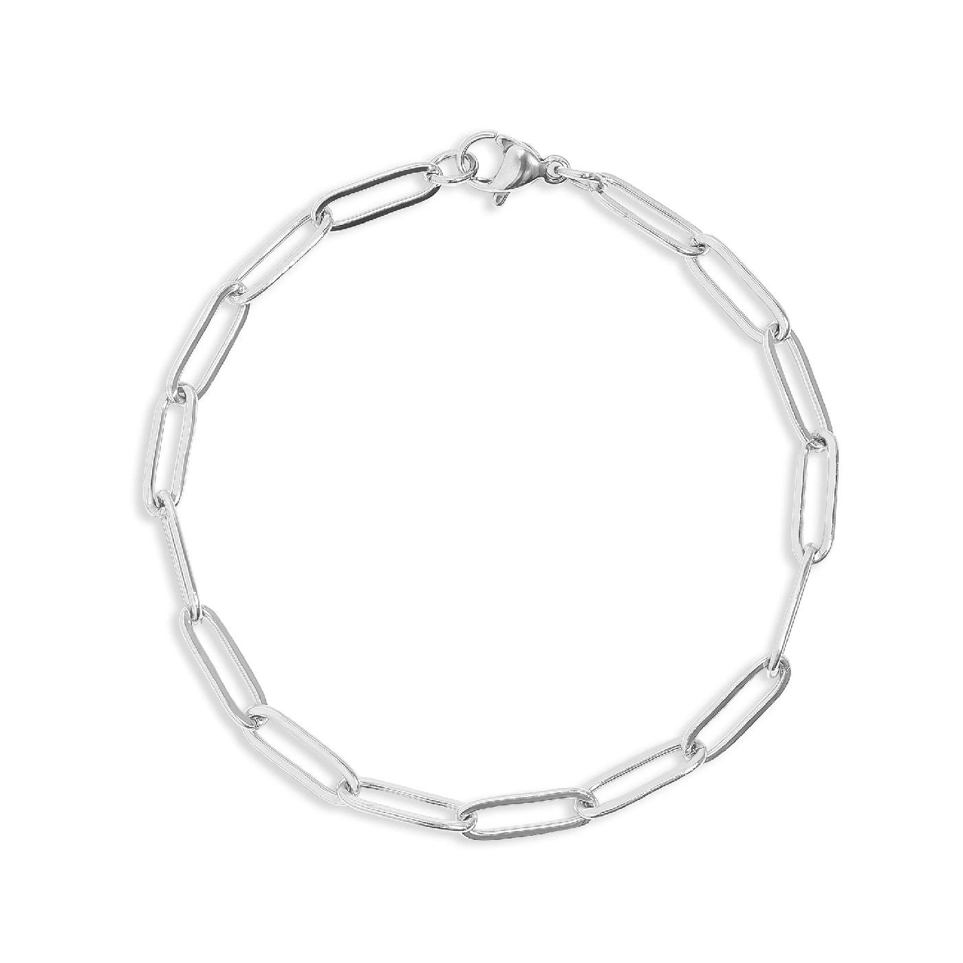 18K Yellow or White Gold Plated Stainless Steel Paperclip Chain Bracelet 7″