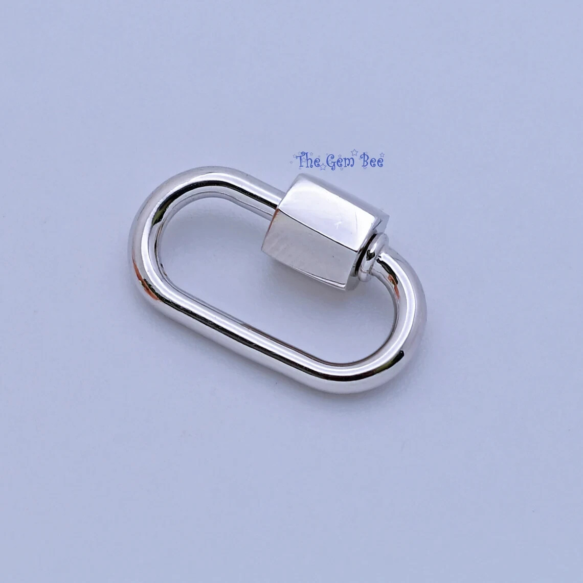 11.8×18.5mm Rhodium Stering Silver Charm Holder Screw Secured Carabiner Locker