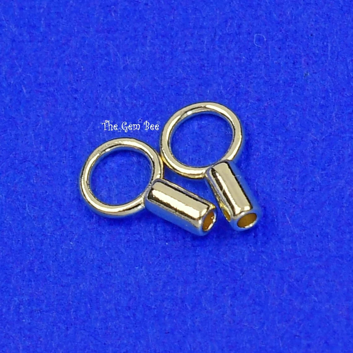 14k Solid Yellow Gold Crimp Cap End Stringing Finding With 0.9mm Holes 4mm Jump