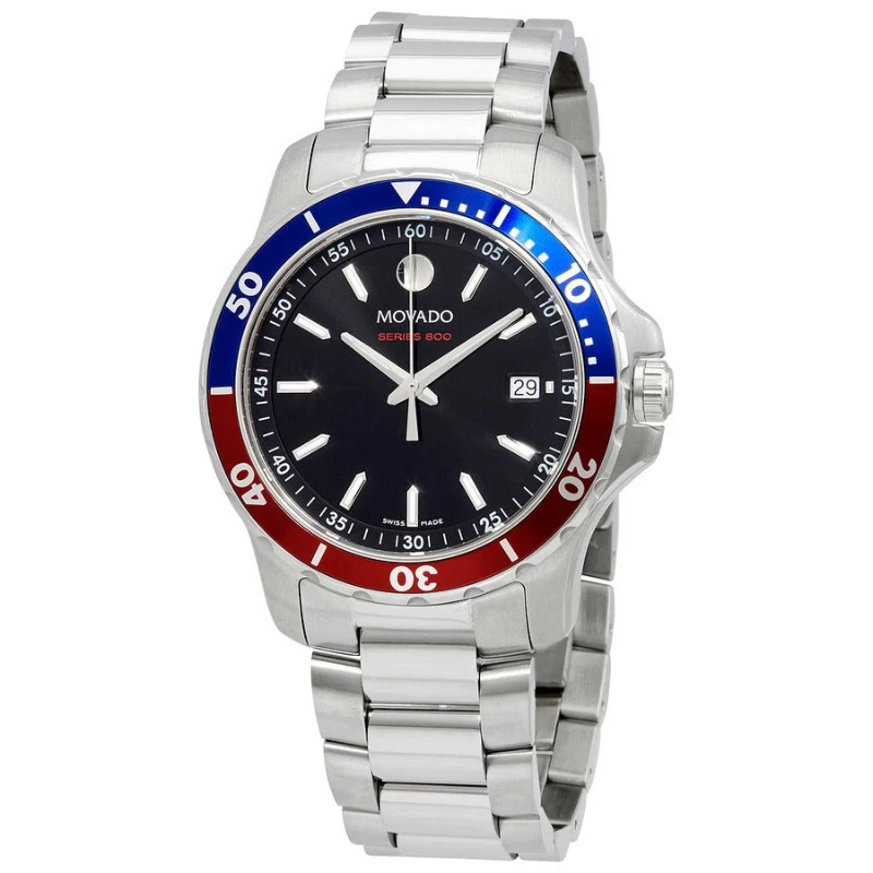 MOVADO Series 800 Black Dial Pepsi Bezel 40mm Men’s Quartz Watch Model: #2600152