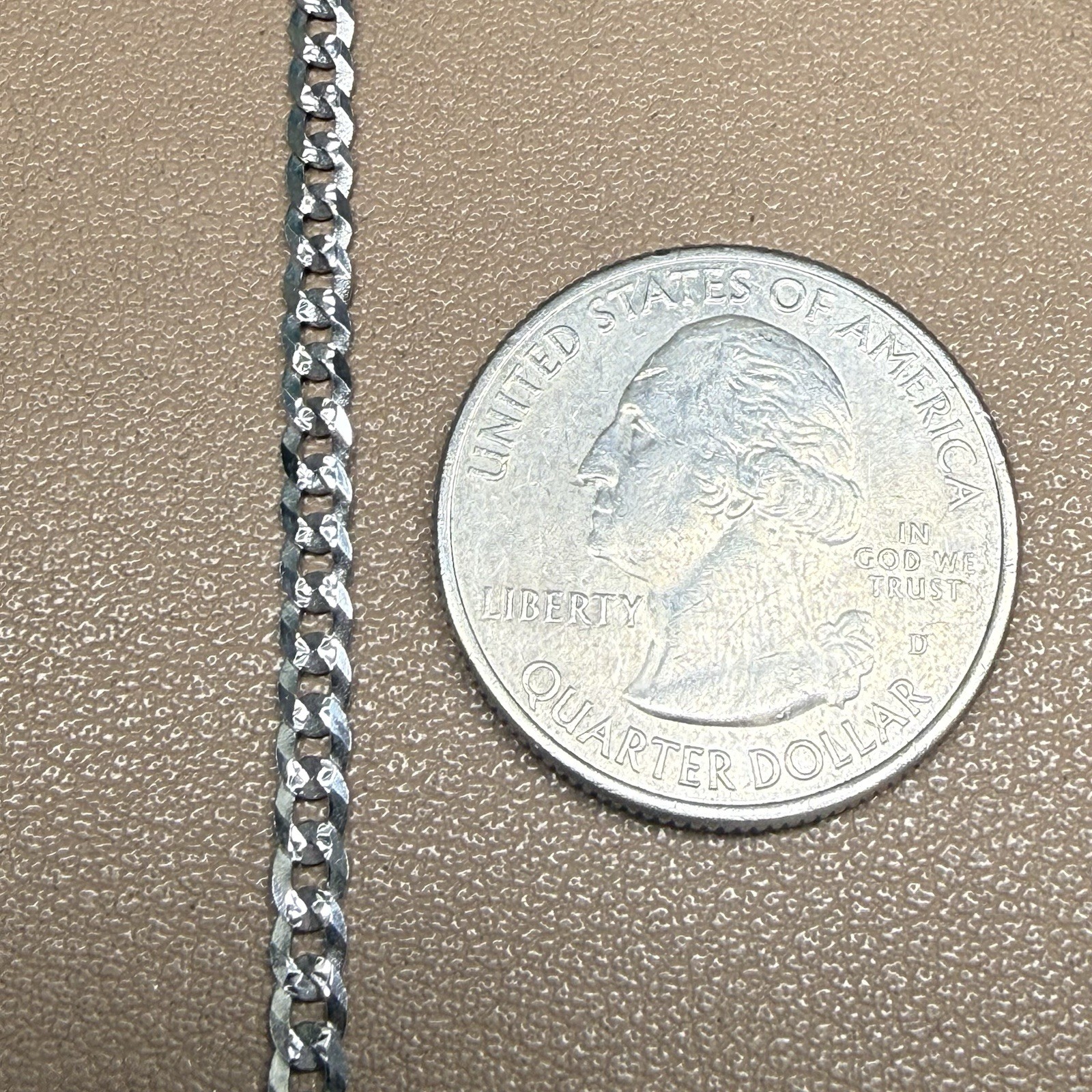 Sterling Silver Diamond-Cut Curb Chain Necklace .925 Italy 18” 2.9mm