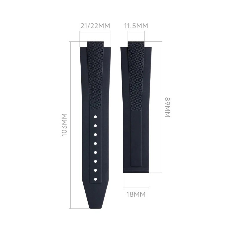 21 22mm FKM Rubber Watch Strap For Longines CONQUEST Series L3.830 L3.835