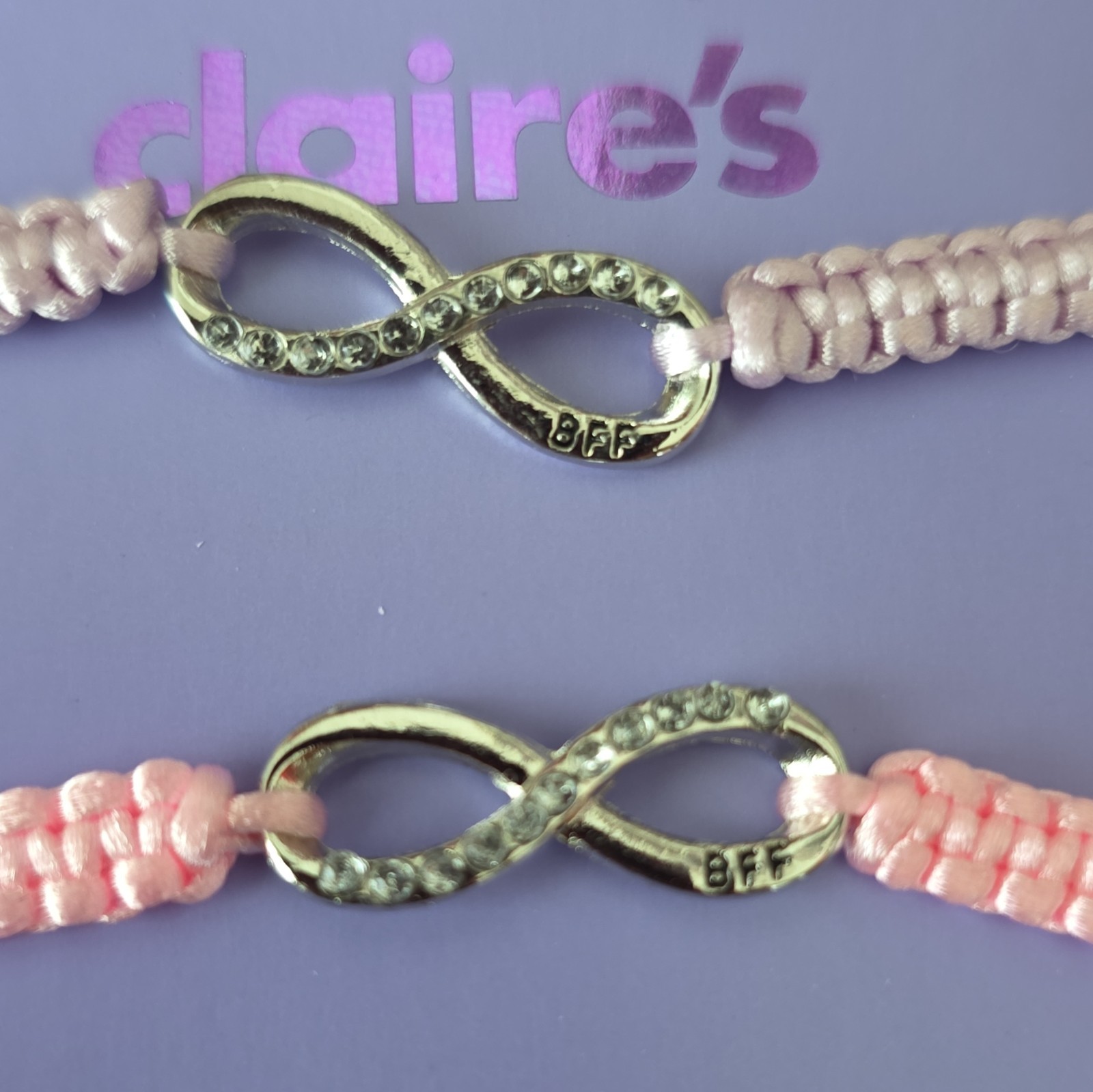Claire’s Best Friends Infinity Charm Adjustable Cord Bracelets Pink Purple