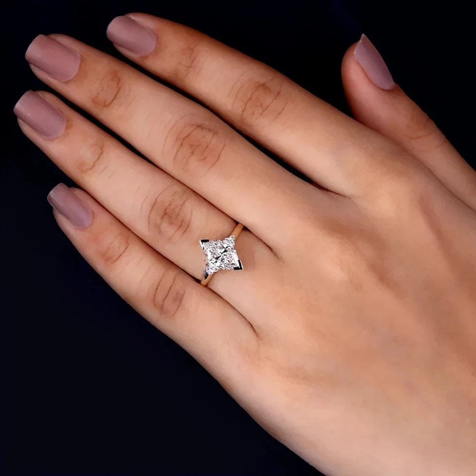 IGI 2 CT Marquise VVS1 Lab Grown Diamond Women Promise Gift Ring 14k Yellow Gold