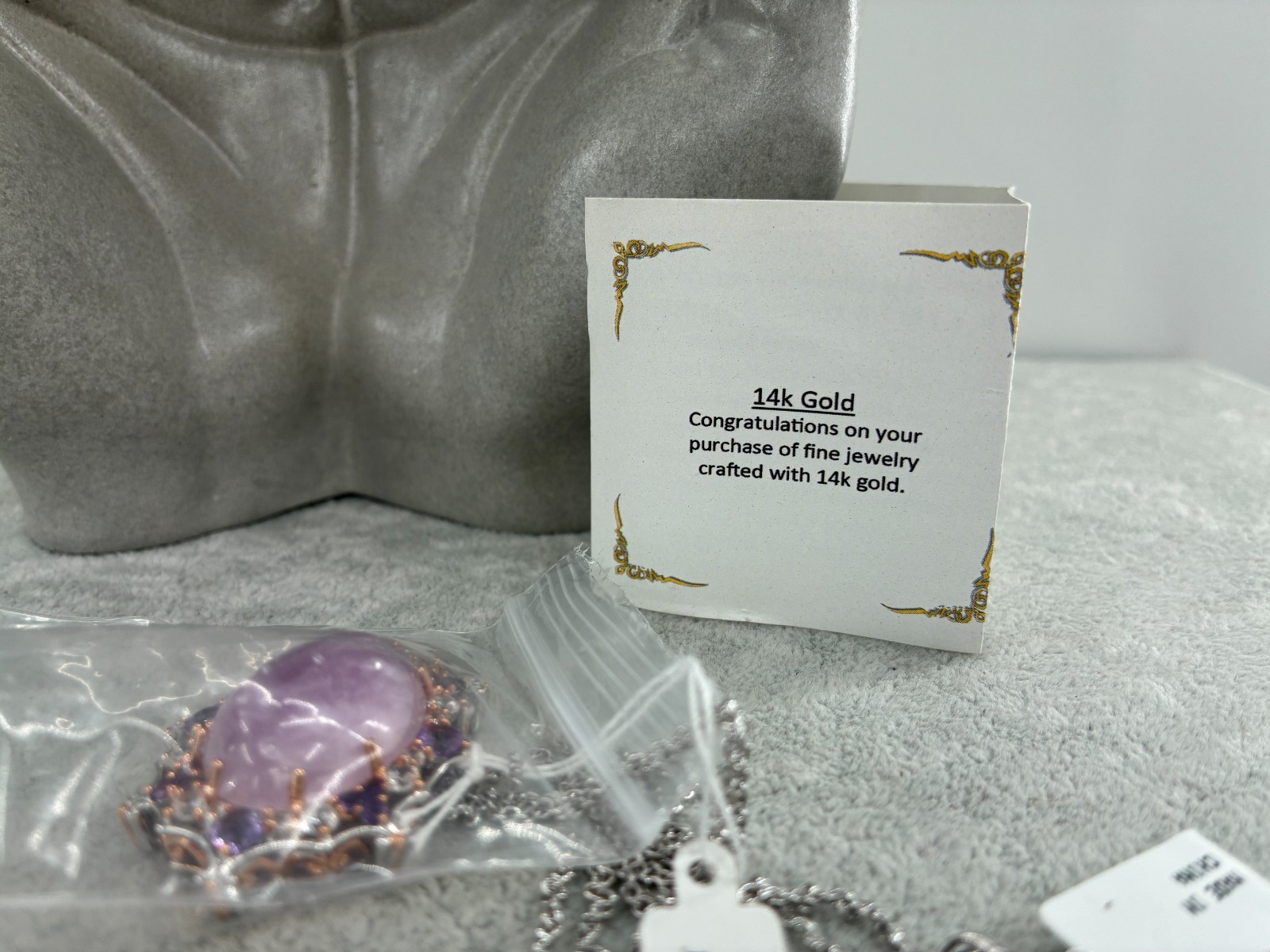 Michael Valitutti Gems en Vogue Kunzite Amethyst Silver Palladium Necklace HN925