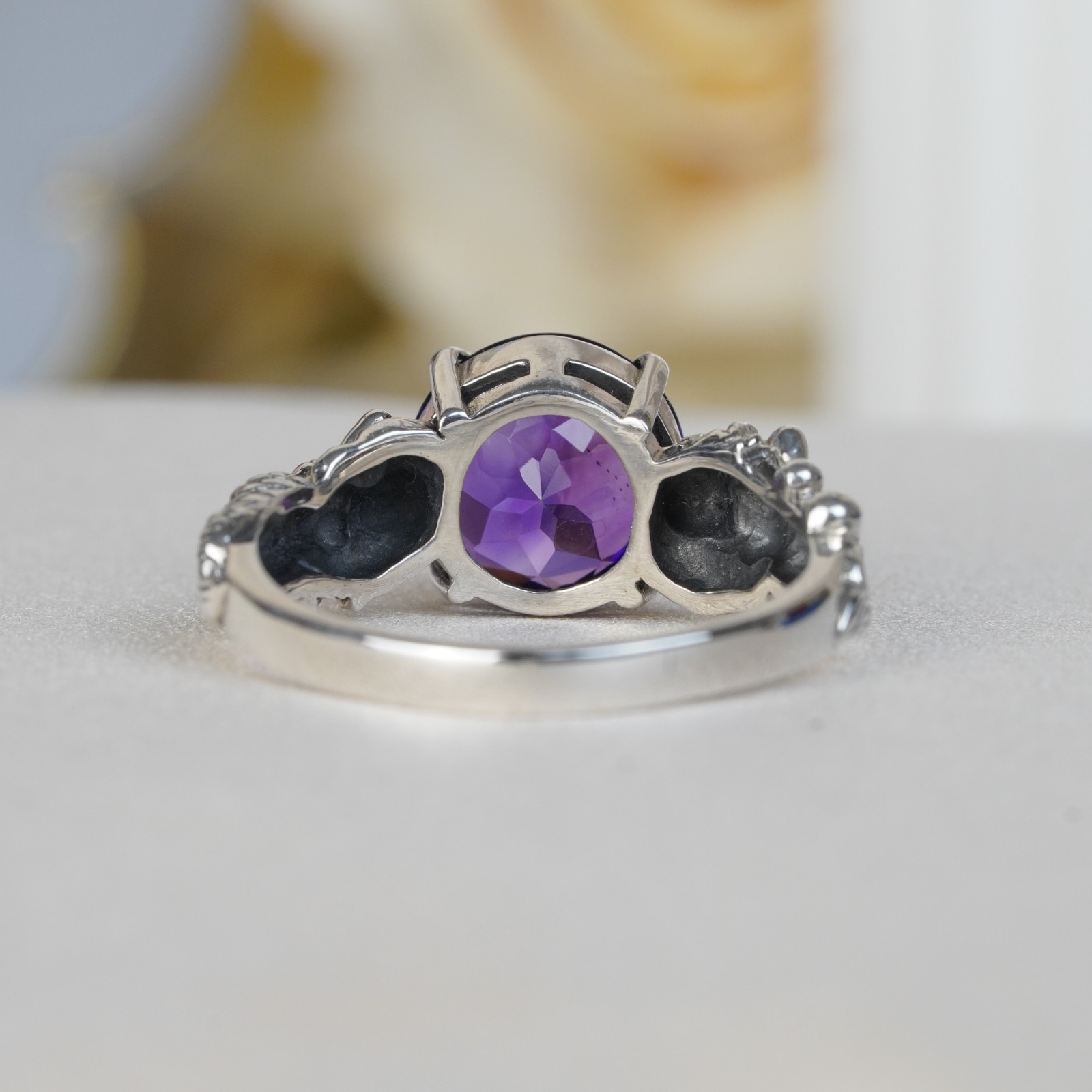 Silver925 Natural Amethyst Filigree Ring