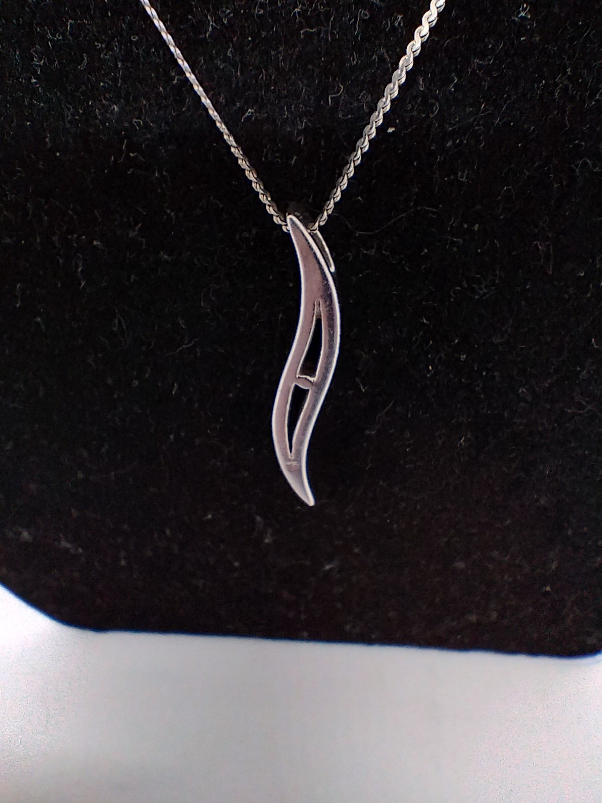 Vintage 925 Sterling Silver Wave Pendant & Link Chain Necklace 36cm Long 4.1g
