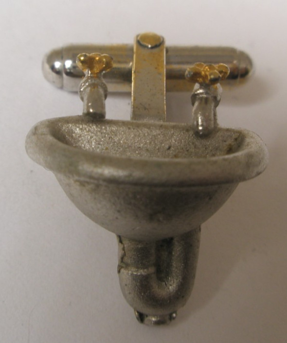 Miniature Sink Basin Fixture SINGLE Vintage Cuff Link replace lost/broken zr41