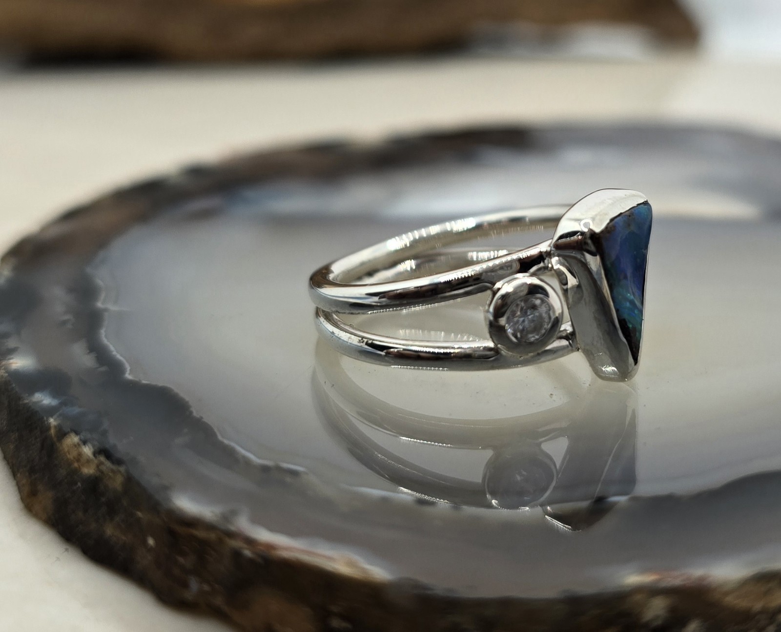 Australian Made Boulder One Off Opal 925 Sterling Silver Ring Unique
