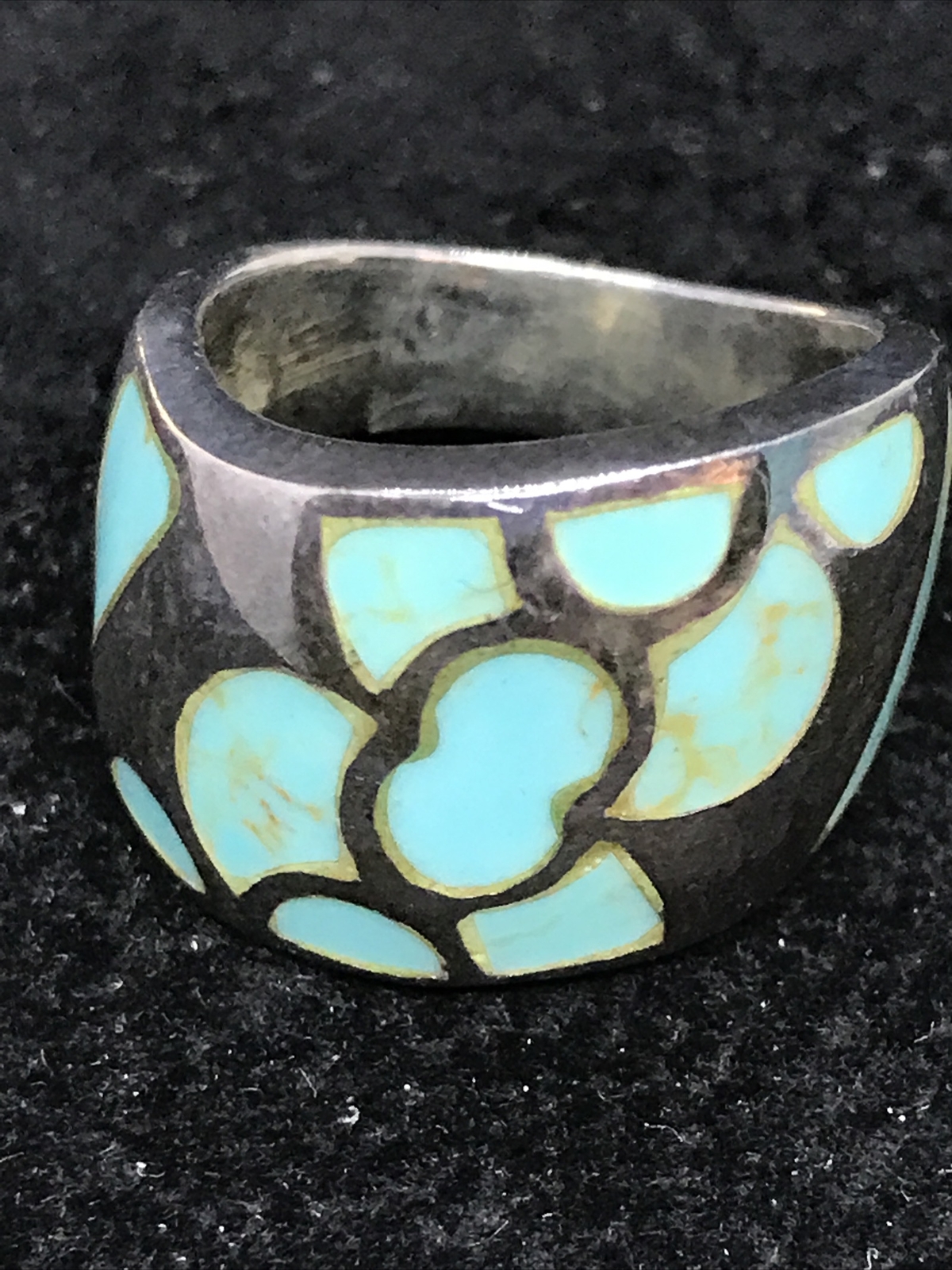 Vintage Native American Sterling Silver Makers Marked Turquoise Ring sz 5.5