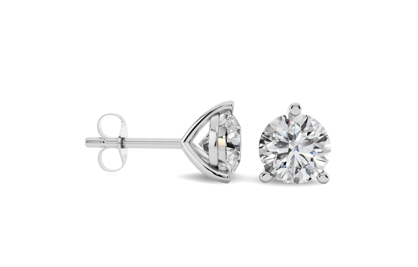 0.2 to 2 Ctw 14K Gold Natural Diamond Stud Earrings for Women 3 Prong Push Back