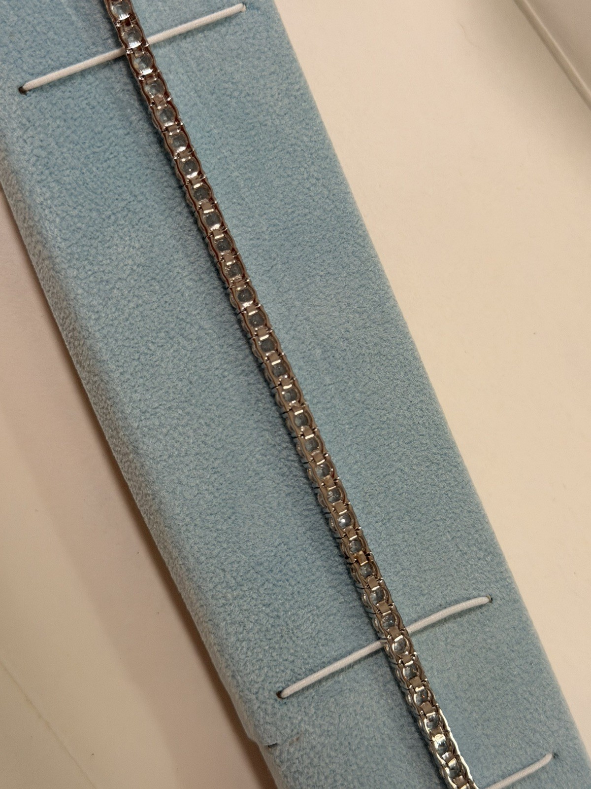 NEW QVC Epiphany Platinum Clad 925 Sterling Silver Diamonique 8” Tennis Bracelet