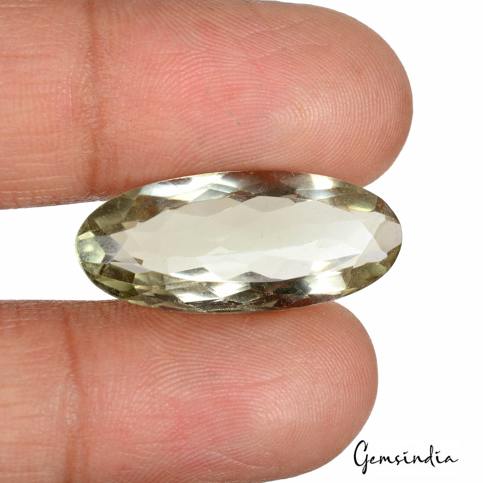 Certified 14.60Ct Natural Green Amethyst Oval Cut Loose Faceted Jewelry Gemstone