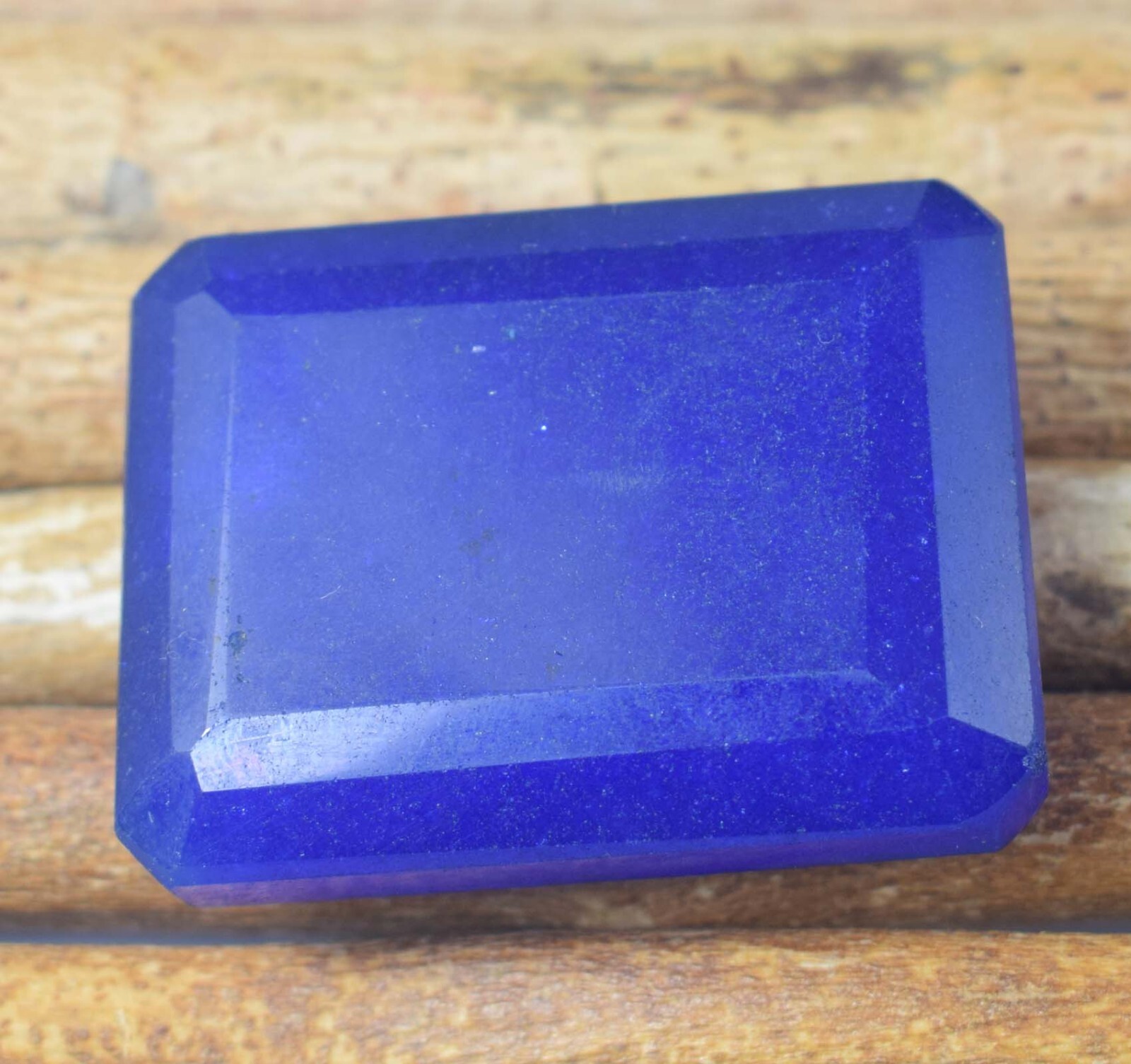 African Big Size Blue Sapphire Natural Emerald Cut Certified Gemstone KH12