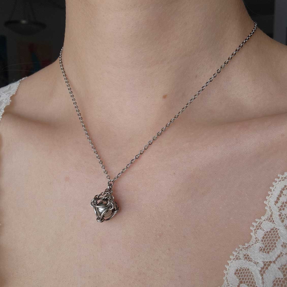 Vintage small silver stainless steel necklace
