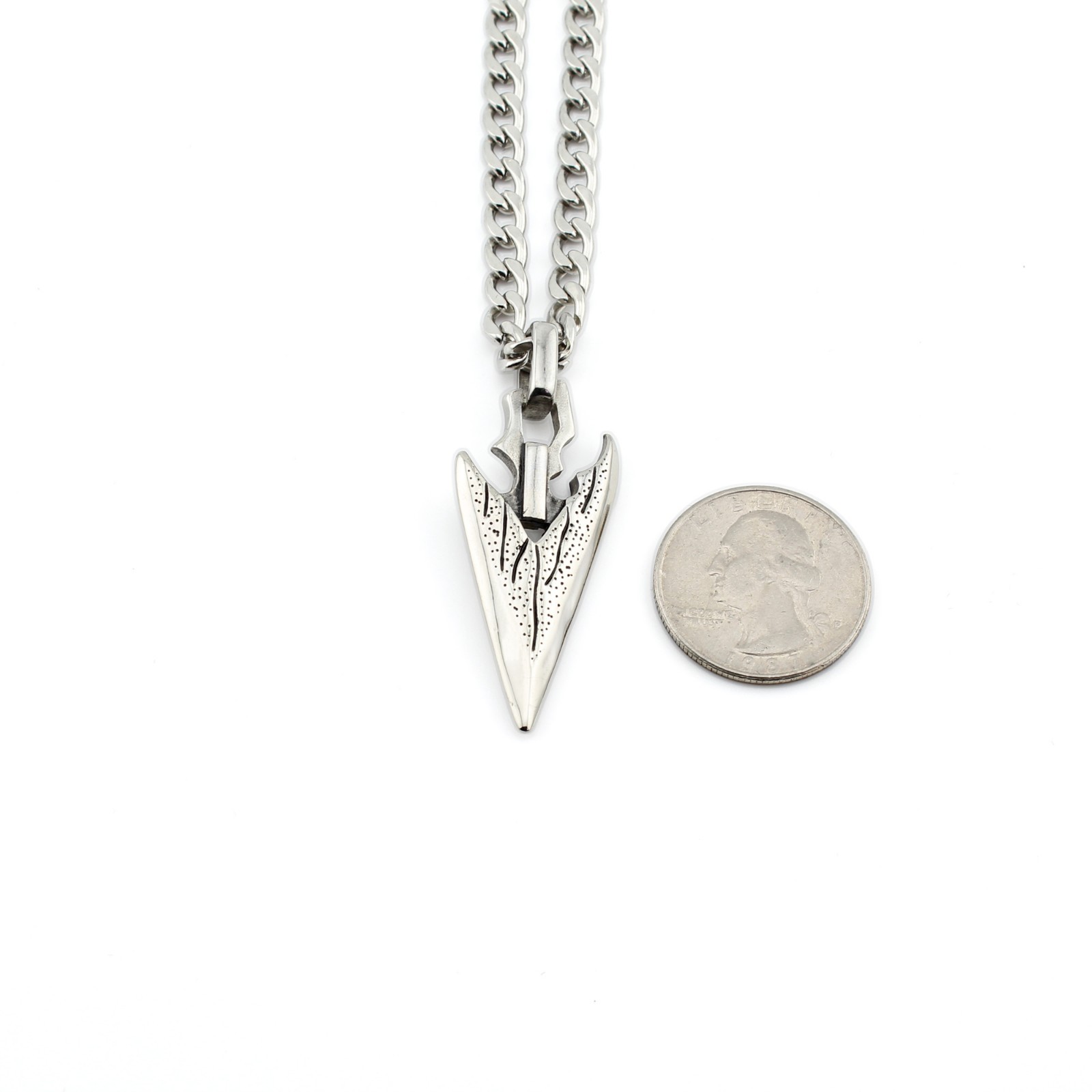 Men’s Stainless Steel Arrowhead Necklace 5mm Cuban Link Chain