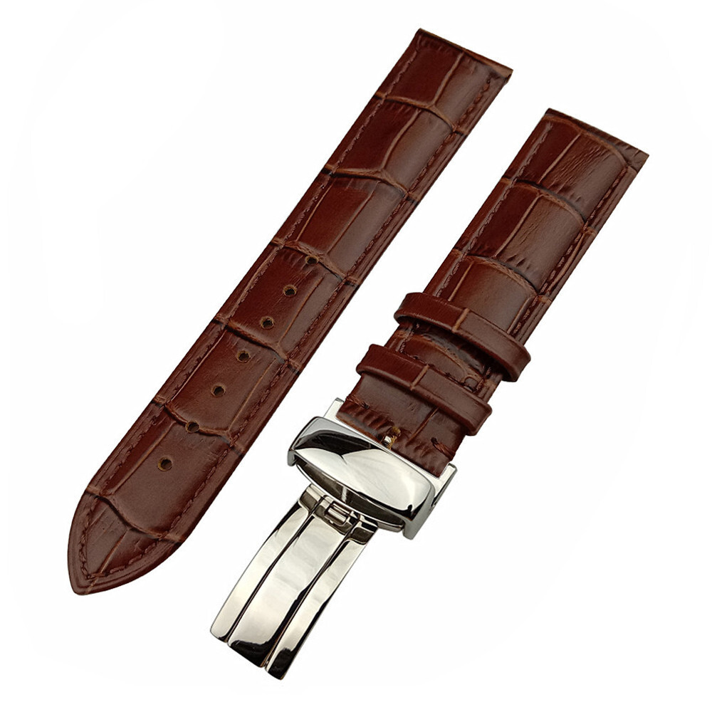 Black And Brown Genuine Leather Watch Strap Band 16 17 18 19 20 21 22 23 24mm