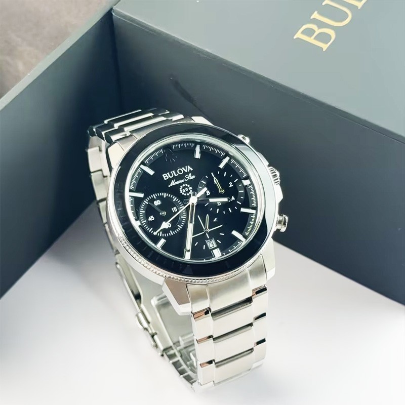 Bulova Marine Star Series C 96B272 Black Dial Chronograph Quartz Men’s Watch