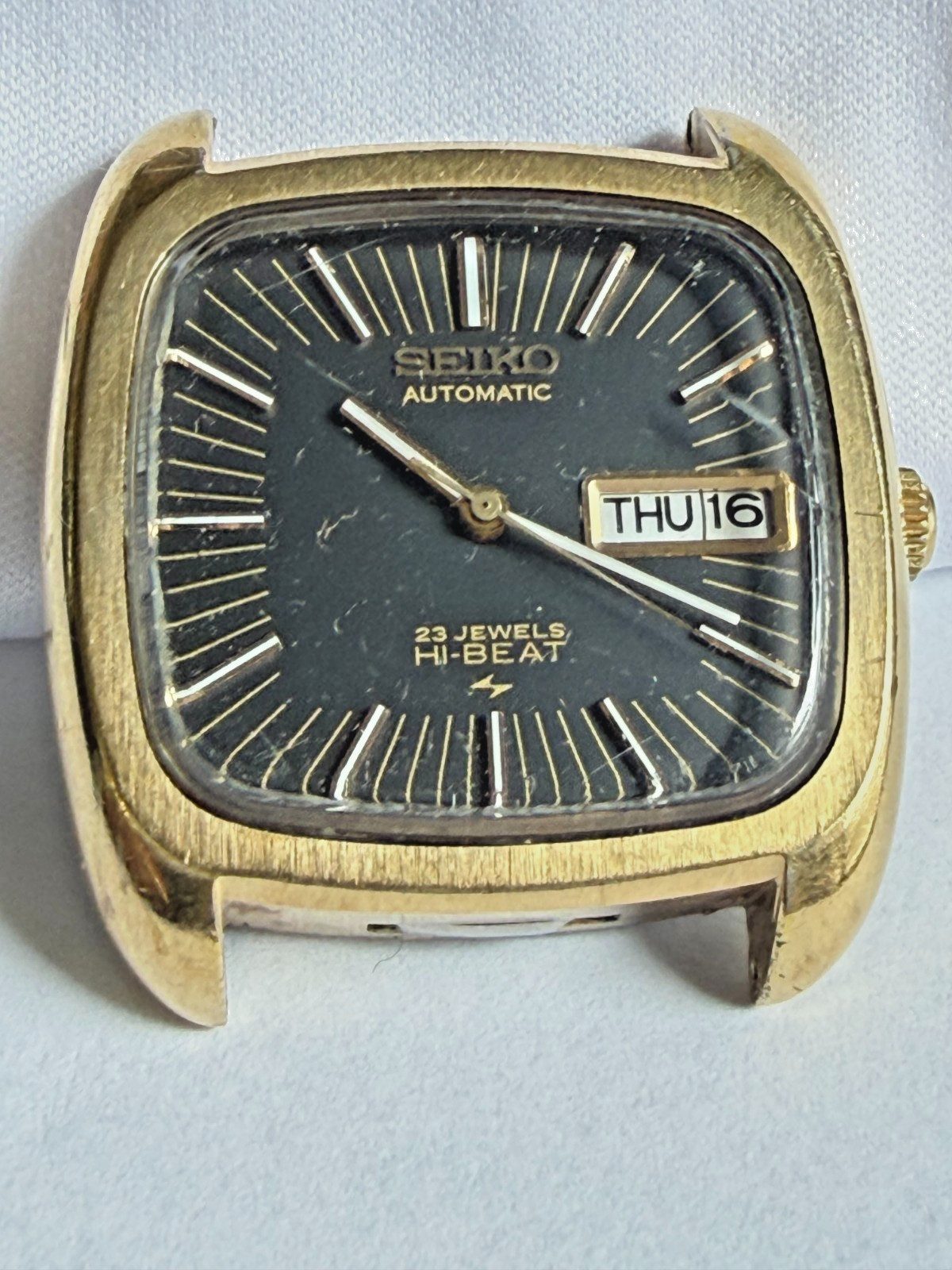 Vintage Seiko Hi-Beat Automatic 23 Jewel 2409-3009 Gold Black TV Dial 1972 Runs