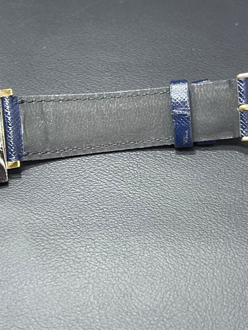 YEMA Paris Square Manual Wind Watch Blue Dial Date From Japan