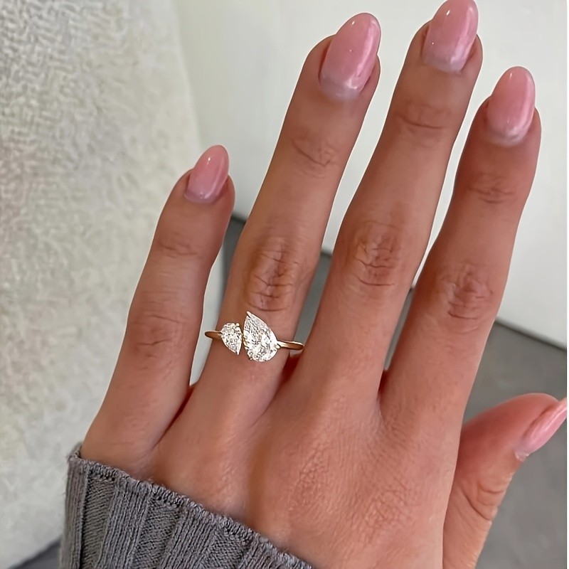 4CT Pear Cut Moissanite Gold Engagement Ring Size 6 7 8 9