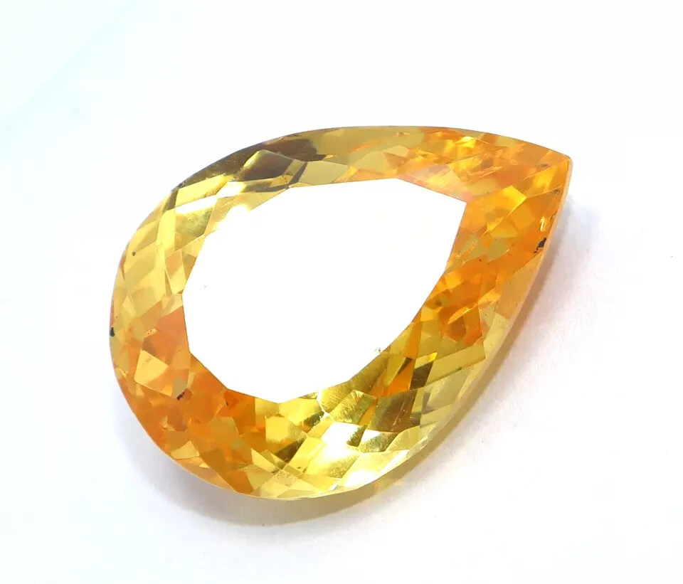 Natural 51 Ct Yellow Zircon Faceted Pear Cut Certified Loose Gemstone