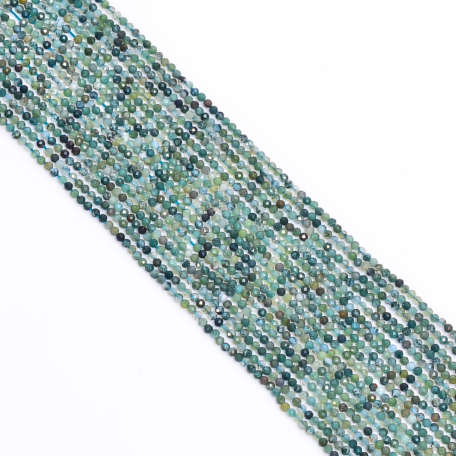 Green Tree Agate Gemstone Round Shape Faceted Beads 2.5X2.5mm Strand 12.5″ EB570