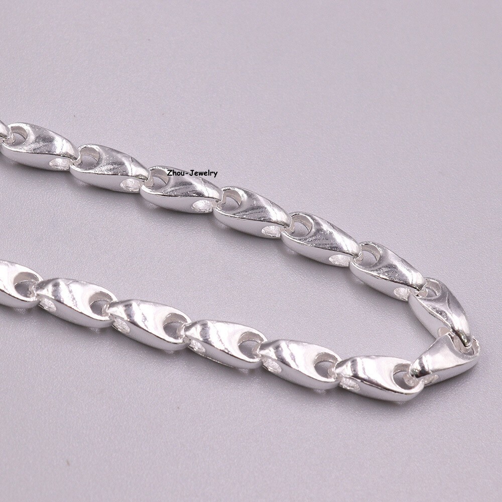 Pure S999 Fine Silver 999 Chain 4mm Triangle Bead Link Dragon Head Chain 26-27g