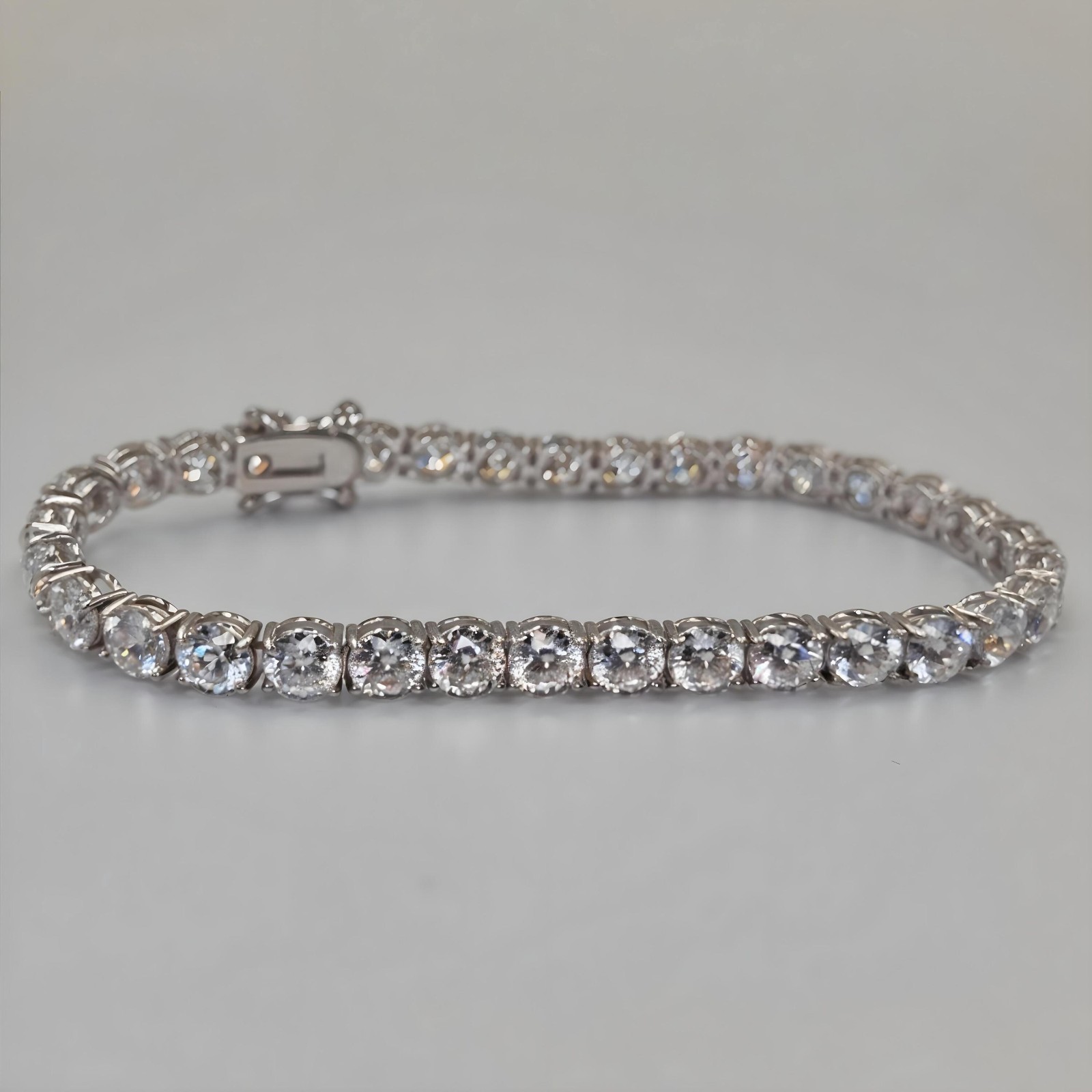 13.5ctw D-VVS1 Portuguese Cut Moissanite Tennis Bracelet, 925 Sterling Silver 7″