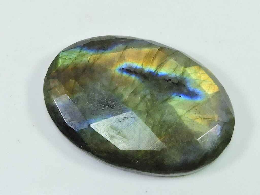 Natural Labradorite 29X42MM Oval Checker Cut Stone Cabochon Gemstone 90Cts. I170