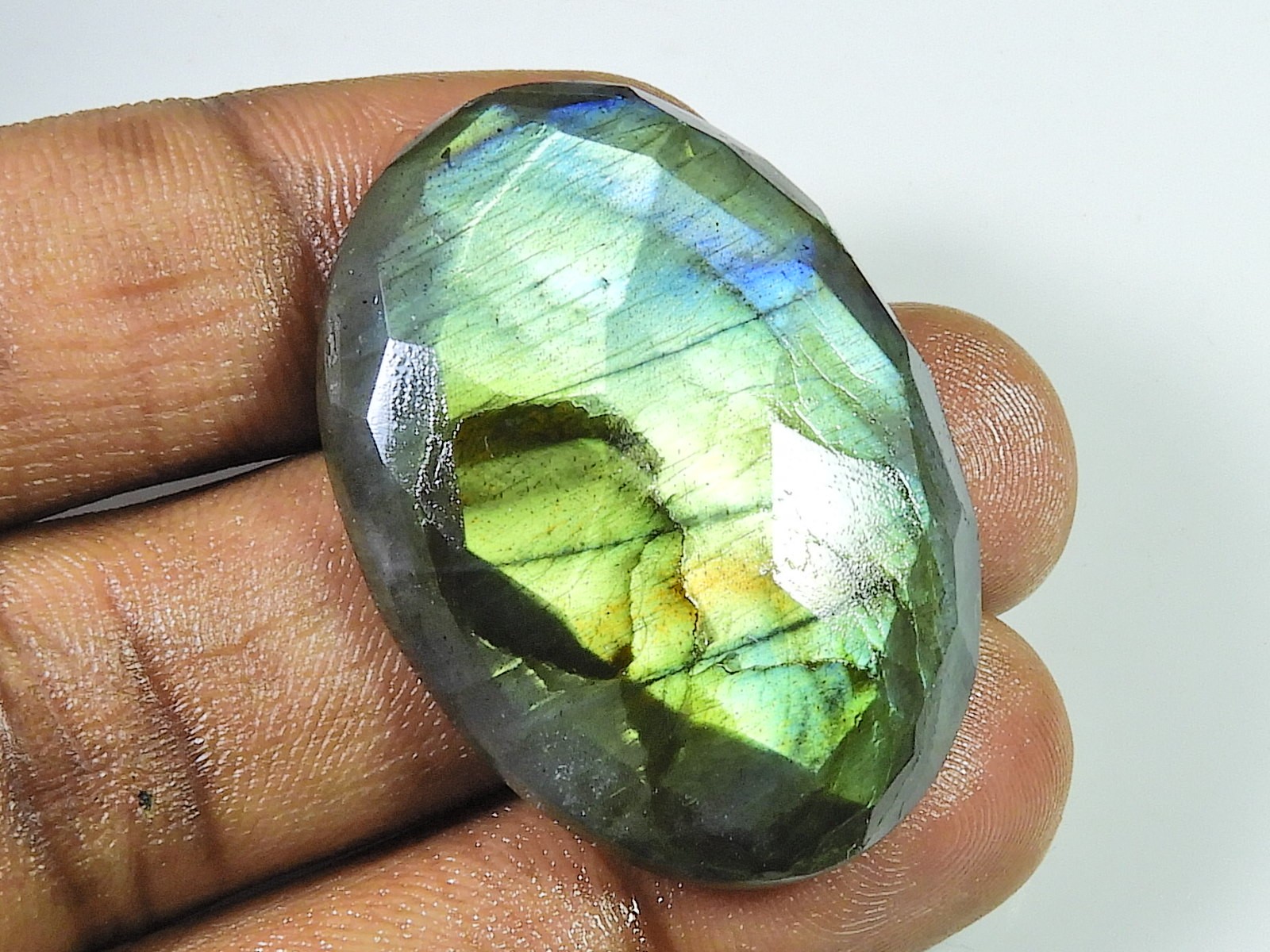 28X39MM Checker Cut Labradorite Oval Cabochon Loose Natural Gemstone 72Cts.